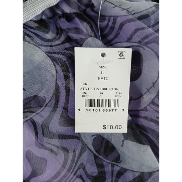 Disney Dress Jack Skellington Girls Large Purple Kids Puff Sleeve Halloween NWT - Picture 3 of 8